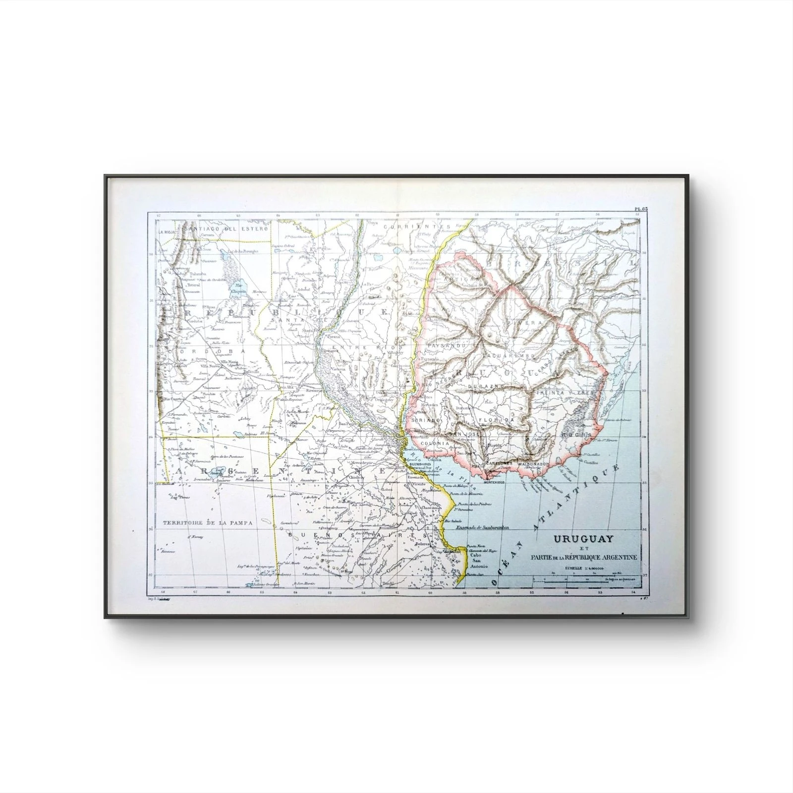 Uruguai, mapa antigo, 1887, Autêntico. – photo 6